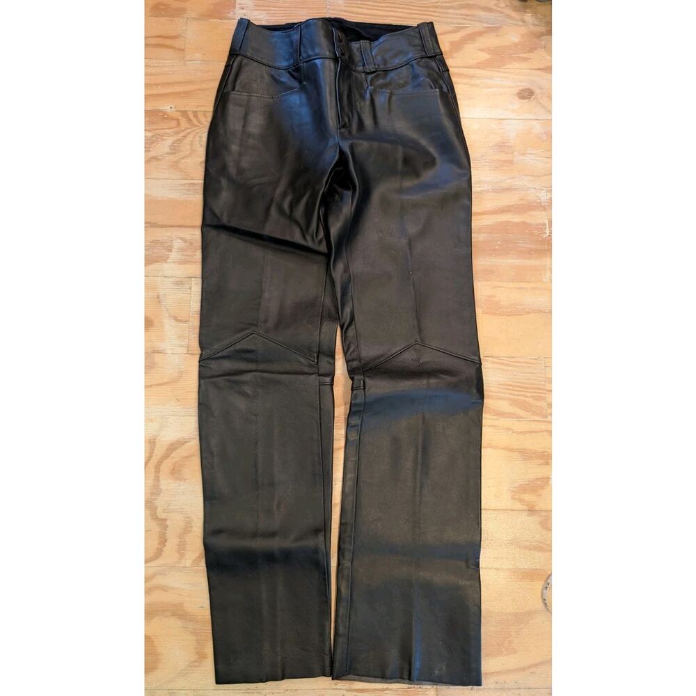 Excelled Vintage Black Genuine Leather Biker Pants Men's Size 34 W x 36 L USA